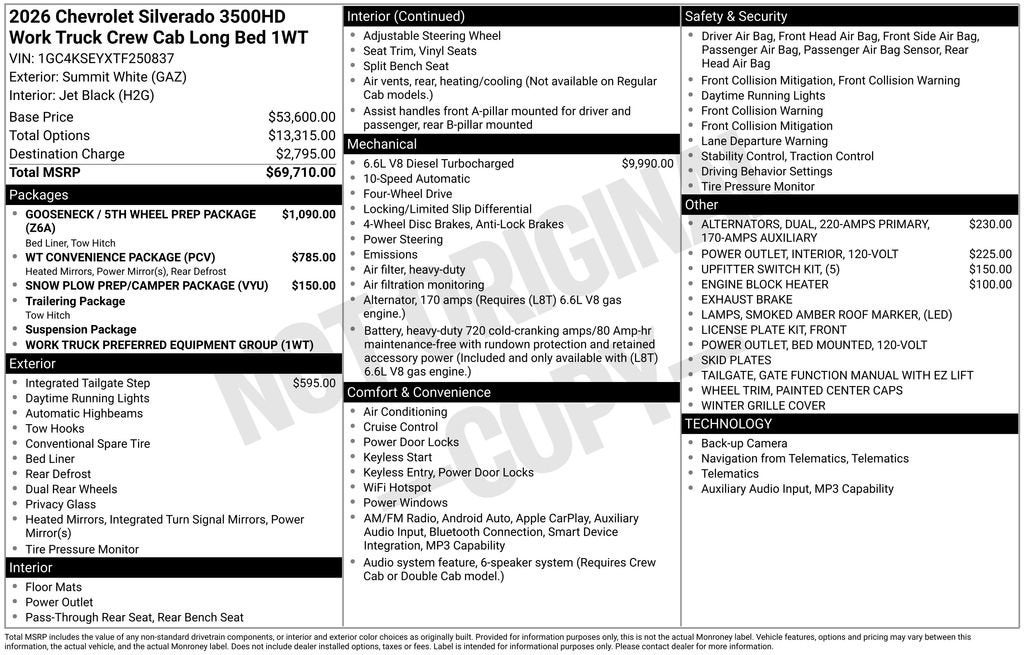 2026 Chevrolet Silverado 3500 HD WT DRW