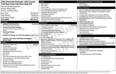2026 Chevrolet Silverado 1500 Custom Trail Boss