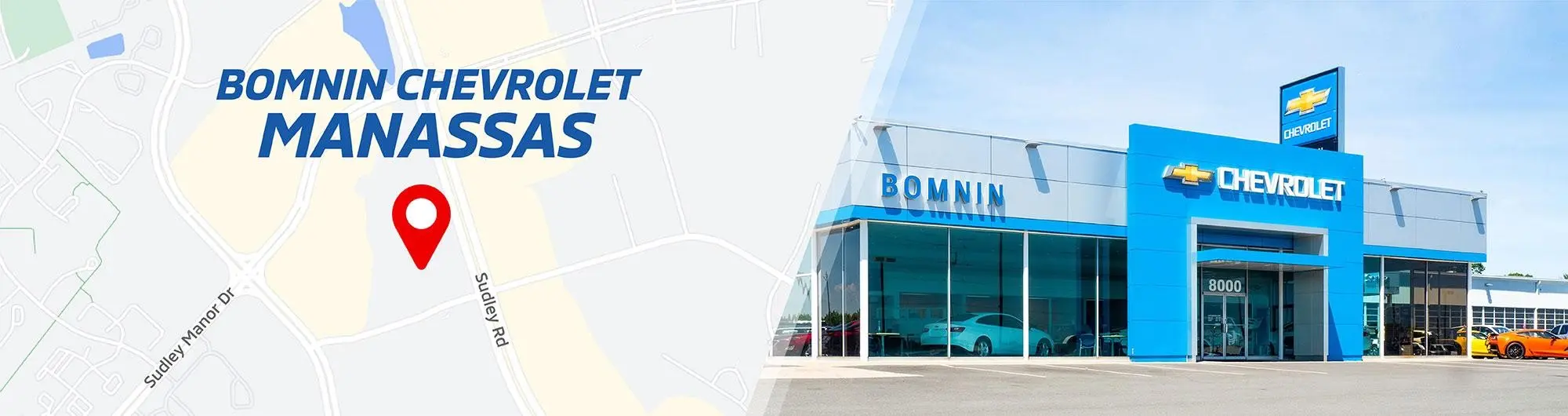 Bomnin Chevrolet Manassas google map, with dealership building to the right